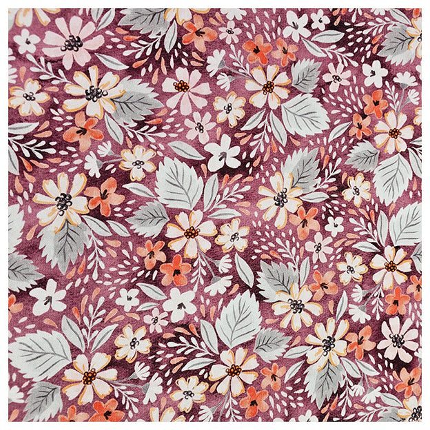 Sweatstoff Digital Blumen dunkelrot