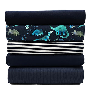 Stoffbox Jersey Dino Bio und Rippjersey mit Bündchen