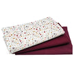 Jersey Stoffpaket Blumen Collage ecru und uni bordeaux mit Bündchen