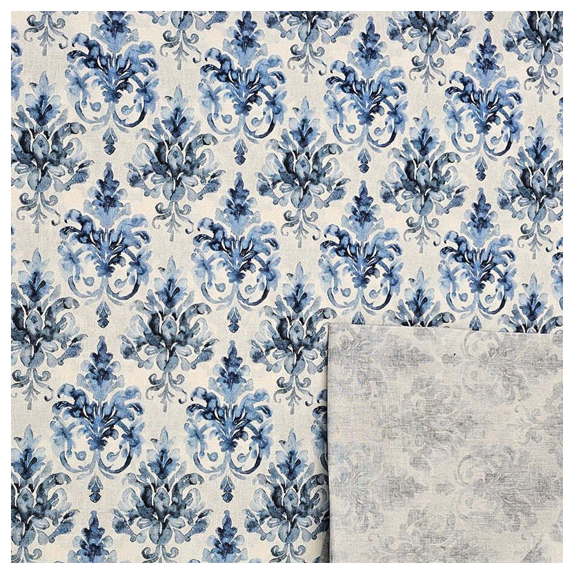 Baumwoll-Popeline Digital Ornamente blau