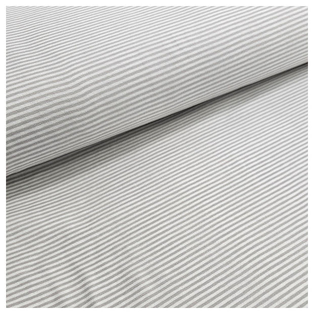Jersey Streifen hellgrau und weiß 2mm