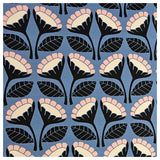 French Terry Blumen blau geraut