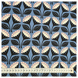 French Terry Blumen blau geraut