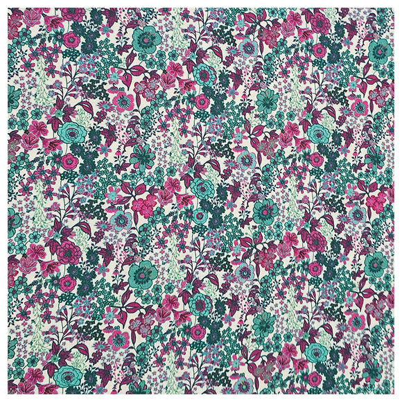 Baumwoll-Voile Digital kleine Blümchen fuchsia