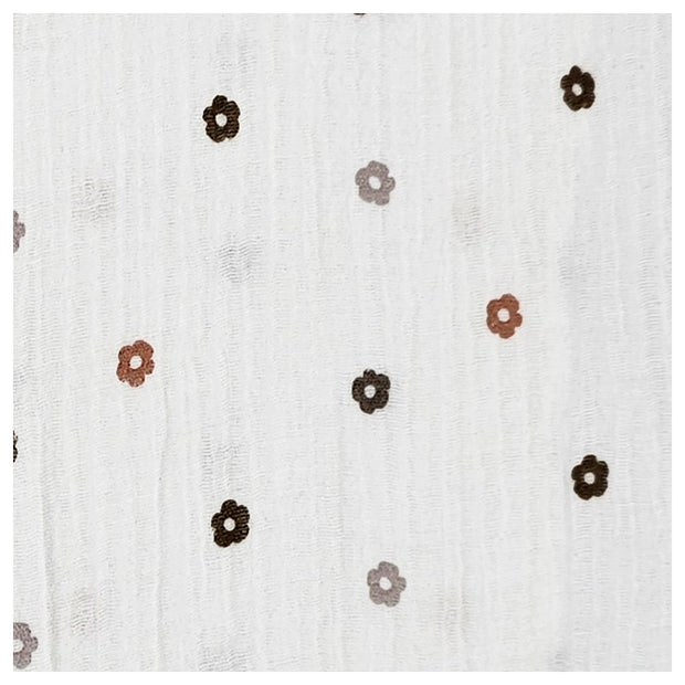 Musselin Baumwolle kleine Blümchen naturweiß