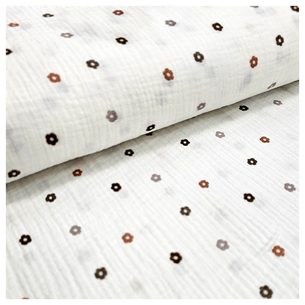 Musselin Baumwolle kleine Blümchen naturweiß