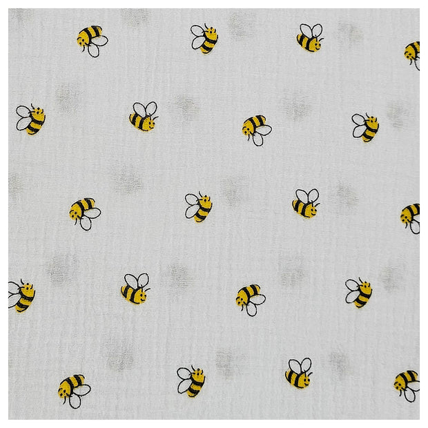 Musselin Baumwolle Bienen naturweiß