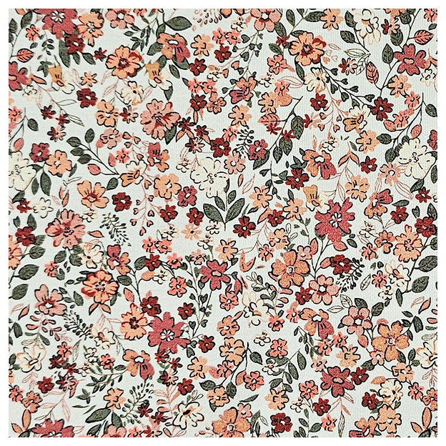 Jersey Stoffpaket kleine Blümchen und Confetti rost mit Bündchen