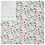 French Terry Blumen rosa mit grün