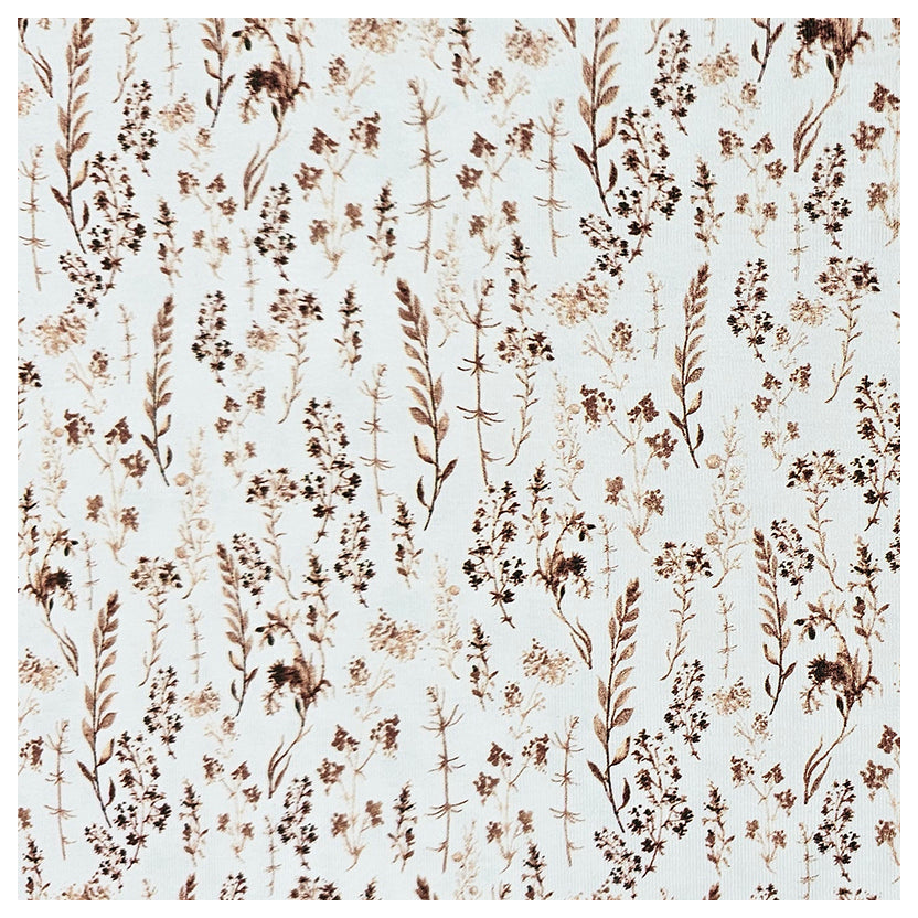 Jersey Stoffpaket getrocknete Blumen und uni mit Bündchen