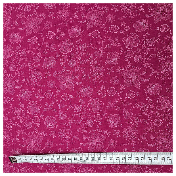 Baumwolle zarte Blumen Halbdruck in zyklam
