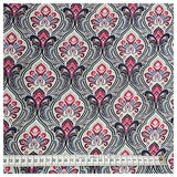 Baumwollsatin Siena Ornamente blau und cyclam