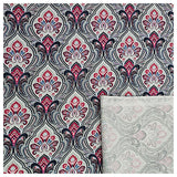 Baumwollsatin Siena Ornamente blau und cyclam