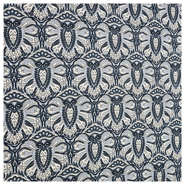 Baumwollsatin Paisley in blau und hellblau