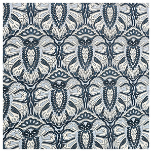 Baumwollsatin Paisley in blau und hellblau