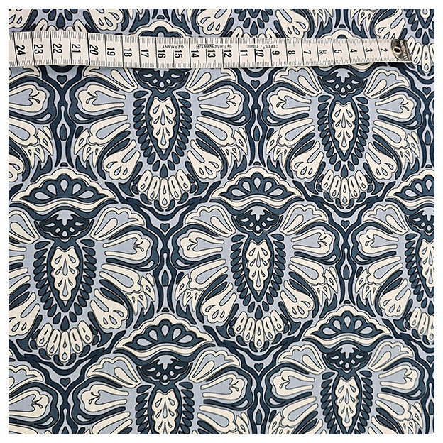 Baumwollsatin Paisley in blau und hellblau