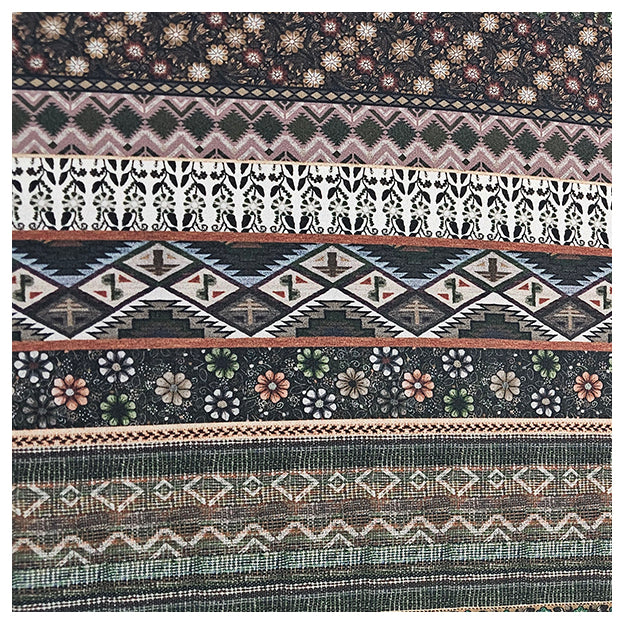 Baumwollsatin Blümchen mit Streifen