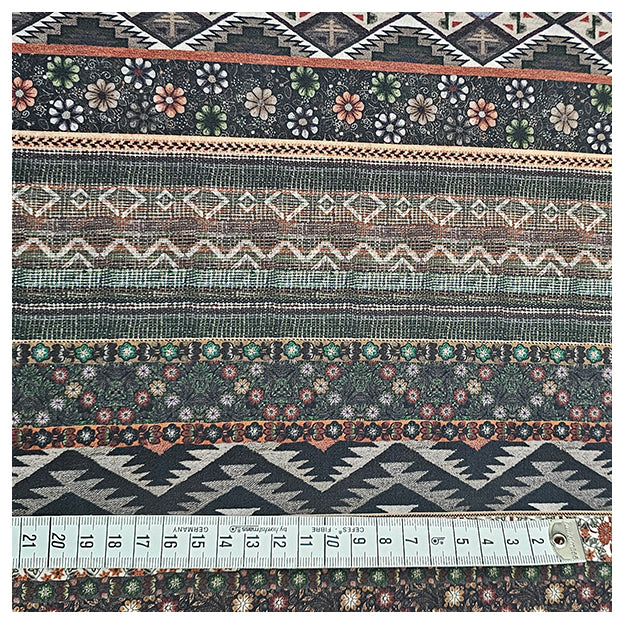 Baumwollsatin Blümchen mit Streifen