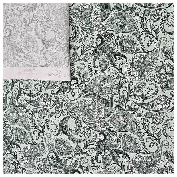 Baumwollsatin Paisley salbei