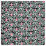 Baumwollsatin Blumen rosa mit dunkelgrün