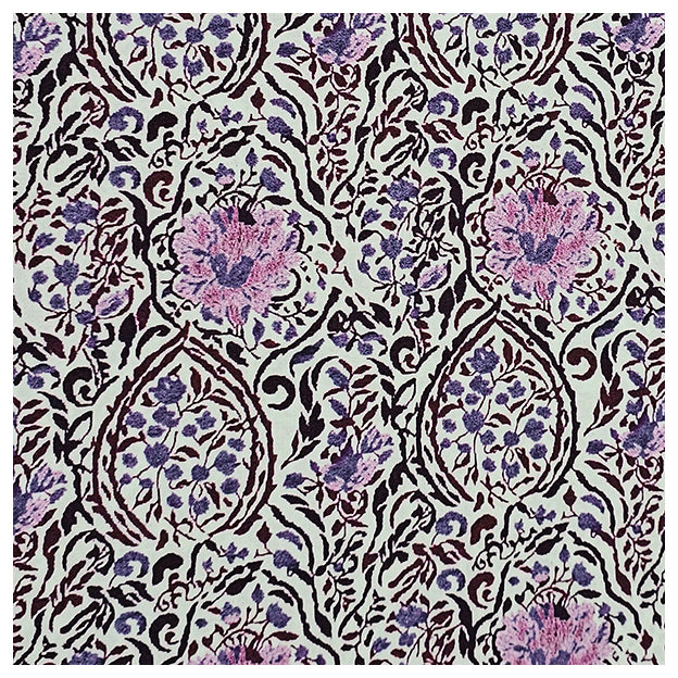 Baumwollsatin Paisley mit Blumen beere