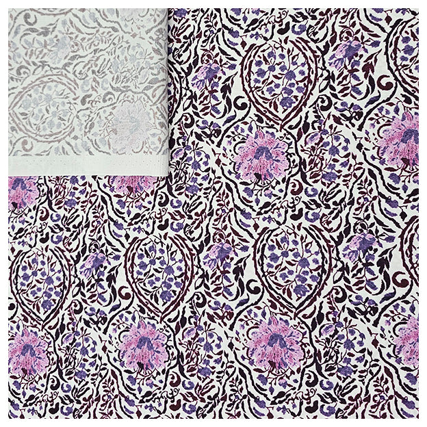 Baumwollsatin Paisley mit Blumen beere