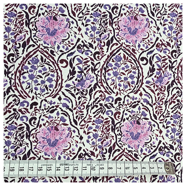 Baumwollsatin Paisley mit Blumen beere