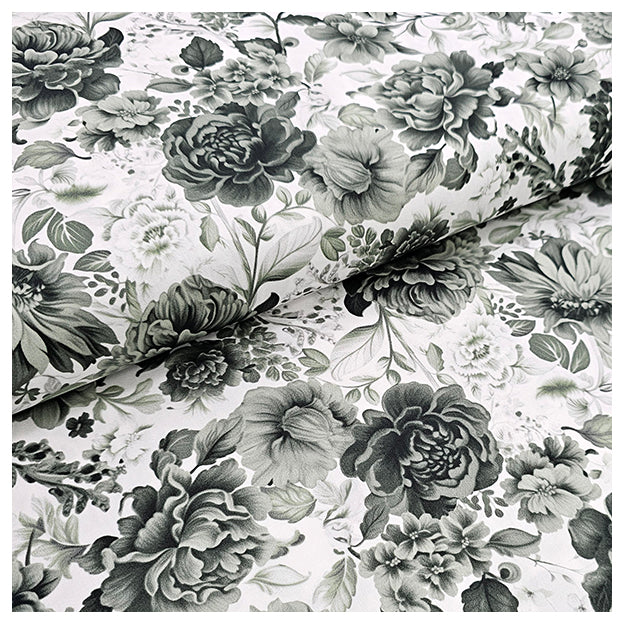 Baumwollsatin Rosen grün und dunkelgrün