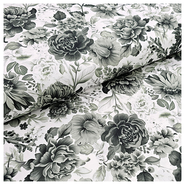 Baumwollsatin Rosen grün und dunkelgrün