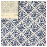 Baumwollsatin Ornamente blau