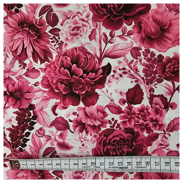 Baumwollsatin Rosen altrosa und bordeaux