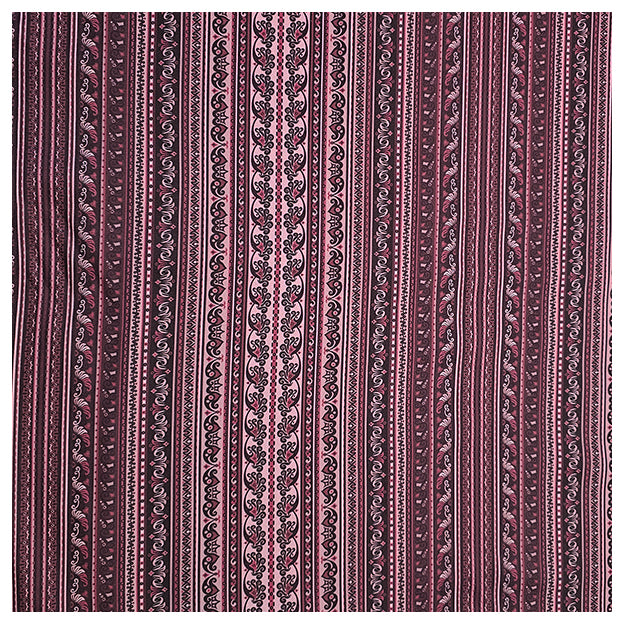 Baumwollsatin Paisley mit Streifen bordeaux und altrosa