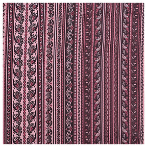 Baumwollsatin Paisley mit Streifen bordeaux und altrosa