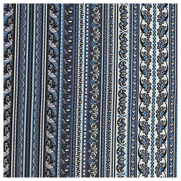 Baumwollsatin Paisley mit Streifen royal