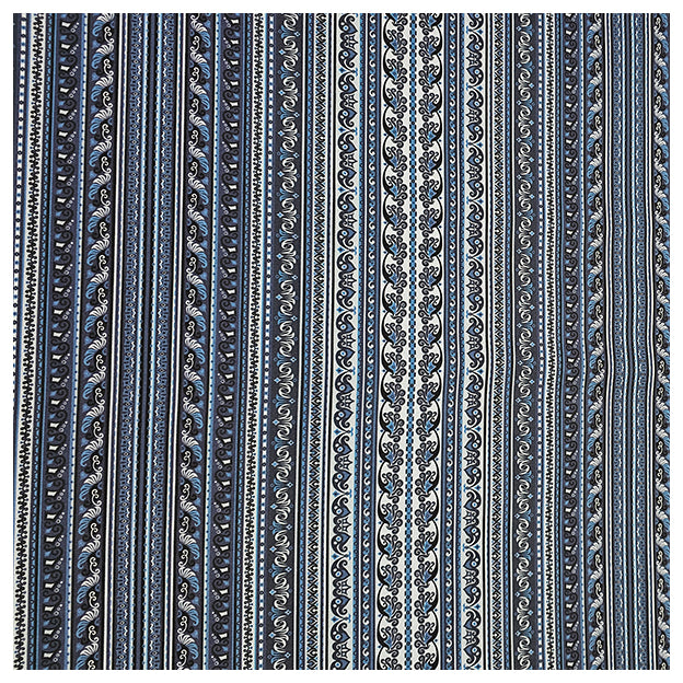 Baumwollsatin Paisley mit Streifen royal