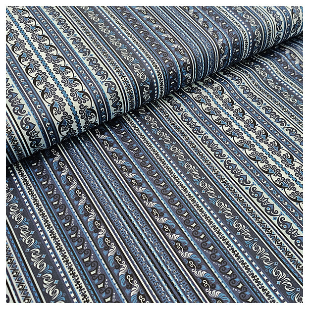 Baumwollsatin Paisley mit Streifen royal