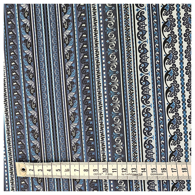 Baumwollsatin Paisley mit Streifen royal