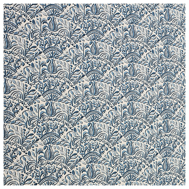 Baumwollsatin Ornamente blau und weiß