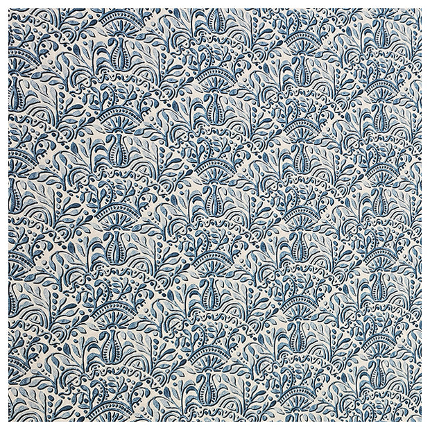 Baumwollsatin Ornamente blau und weiß