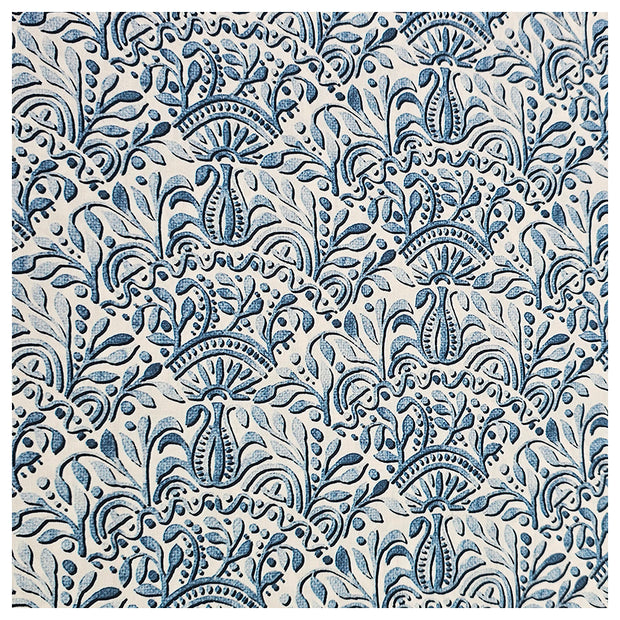 Baumwollsatin Ornamente blau und weiß