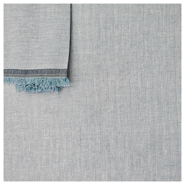 Leinen Fischgrät blaugrün