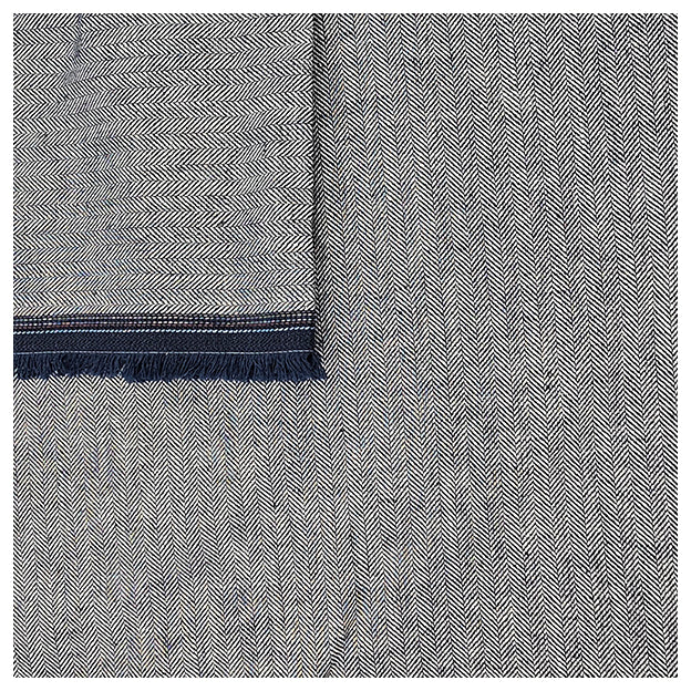 Leinen Fischgrät blau