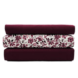 Jersey Stoffpaket Blumen wollweiß und uni bordeaux mit Bündchen