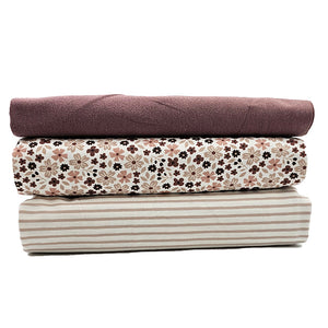 Jersey Stoffpaket kleine Blümchen und Streifen mit Bündchen