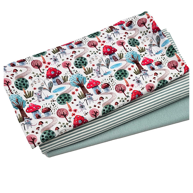 Jersey Stoffpaket Wunderland und streifen mit Bündchen