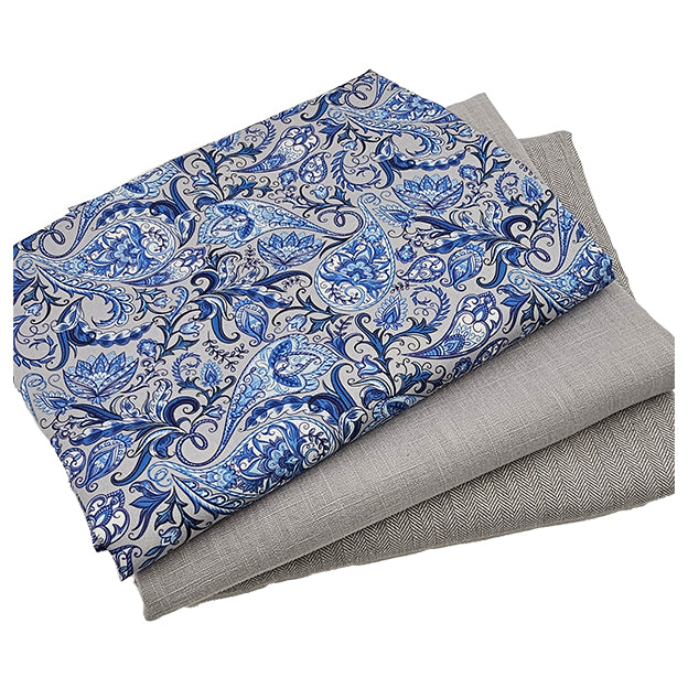 Trachten Stoffpaket in grau mit Fischgrät und Paisley Schürze