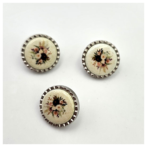 Trachtenknopf mit Blumenstrauß Pastell 13mm