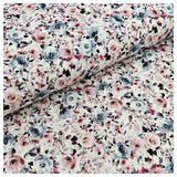 Baumwoll-Popelin Digital Rosen Pastell grau und rosa