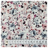 Baumwoll-Popelin Digital Rosen Pastell grau und rosa