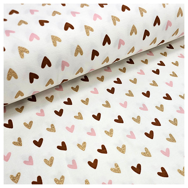 Jersey Herzen mit Glitzer weiß